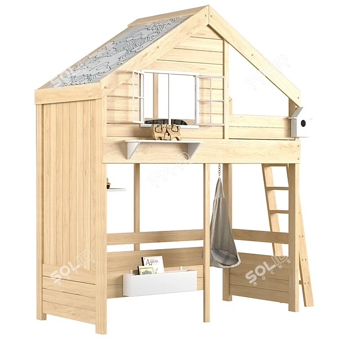 Modern Eco-Style Loft Bed 3D model image 3