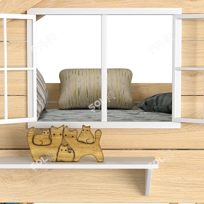 Modern Eco-Style Loft Bed 3D model image 4