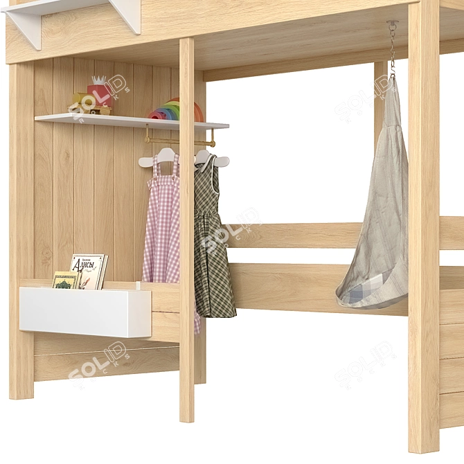 Modern Eco-Style Loft Bed 3D model image 5