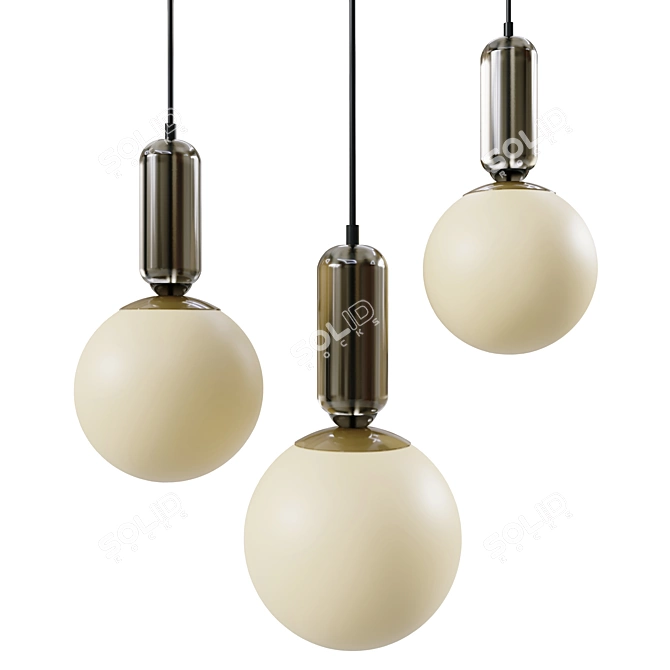 Modern Black Pendant Light 3D model image 1