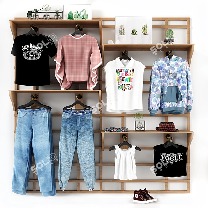 Dual Function Shop Clothes Hanger 3D model image 2