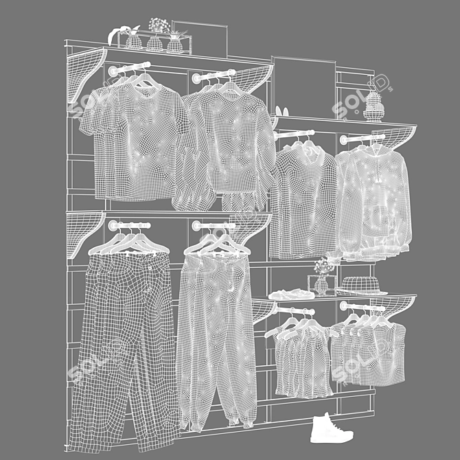 Dual Function Shop Clothes Hanger 3D model image 4