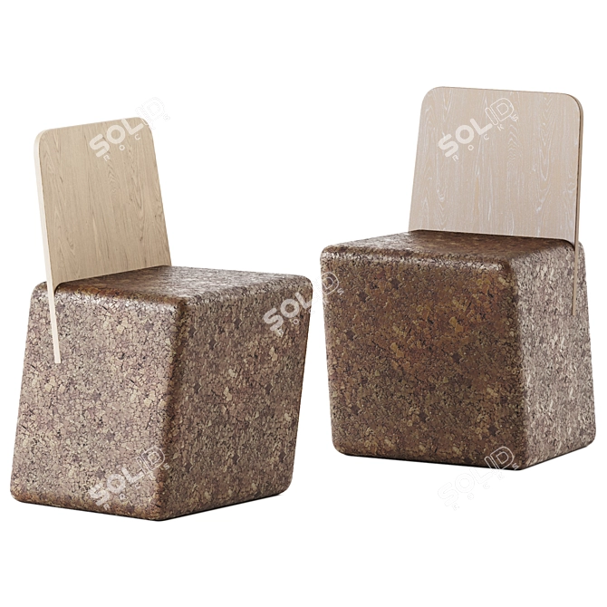 Modern BlackCork Cut Chair 3D model image 1