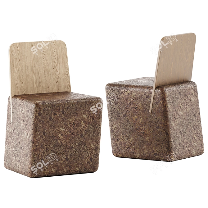 Modern BlackCork Cut Chair 3D model image 2