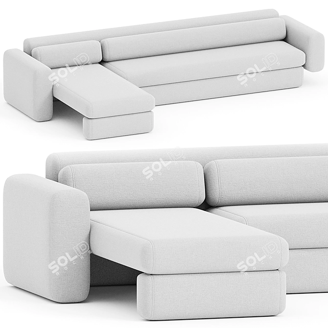 Elegant Asym Chair in Cream Boucle 3D model image 4