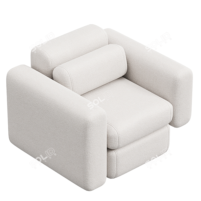 Elegant Asym Chair in Cream Boucle 3D model image 6
