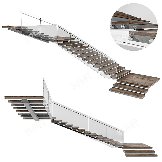  Modern Stair No15 3D Model 3D model image 1