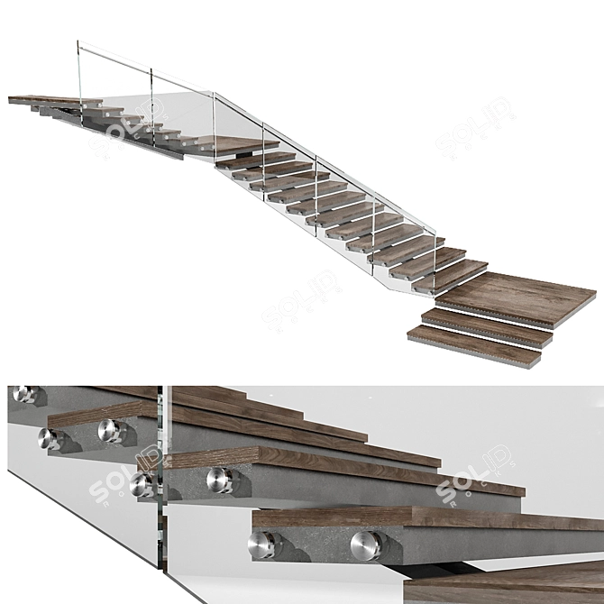  Modern Stair No15 3D Model 3D model image 4