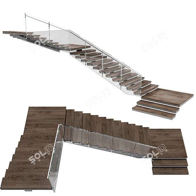  Modern Stair No15 3D Model 3D model image 6