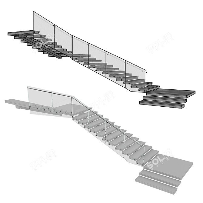  Modern Stair No15 3D Model 3D model image 7