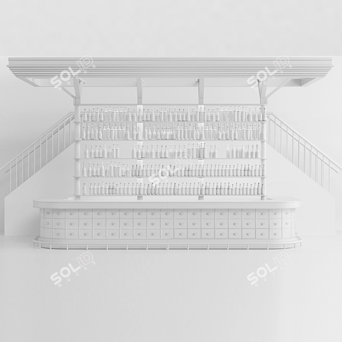 Home Bar Set with Alcohol 3D model image 2