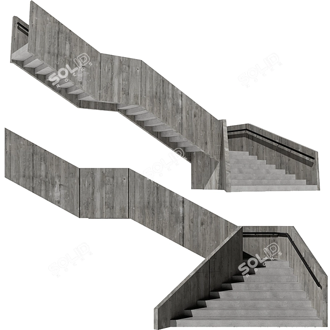 Contemporary Stairway Design Asset 3D model image 3