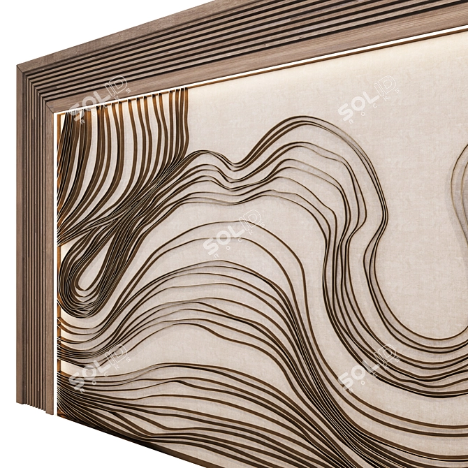 Wave Composition Metal Wall Art 3D model image 2