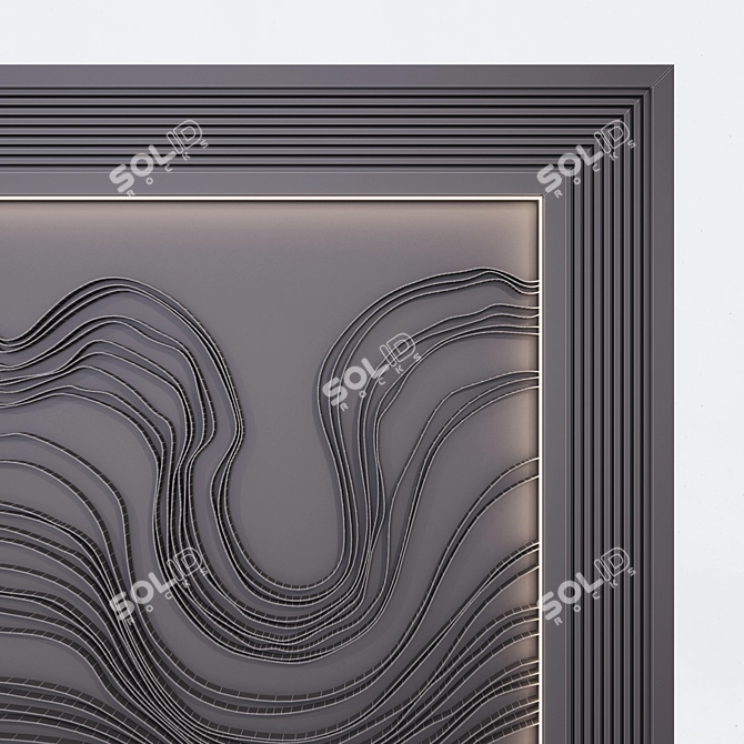 Wave Composition Metal Wall Art 3D model image 5