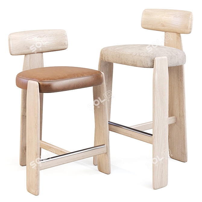 Oru Collection: Japanese Inspired Bar Stool 3D model image 2