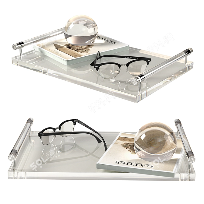 Modern Acrylic Tray Set 3D model image 1