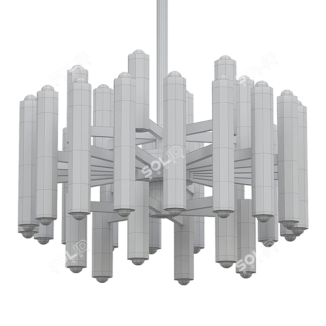 Brass Mid-Century Sciolari Chandeliers 3D model image 2