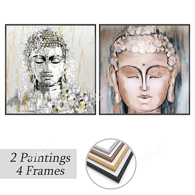 Artwork Set with Varied Frames 3D model image 1