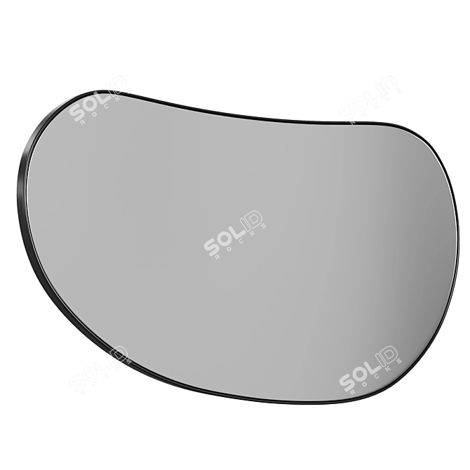 Sleek Matte Black Wall Mirror 3D model image 2