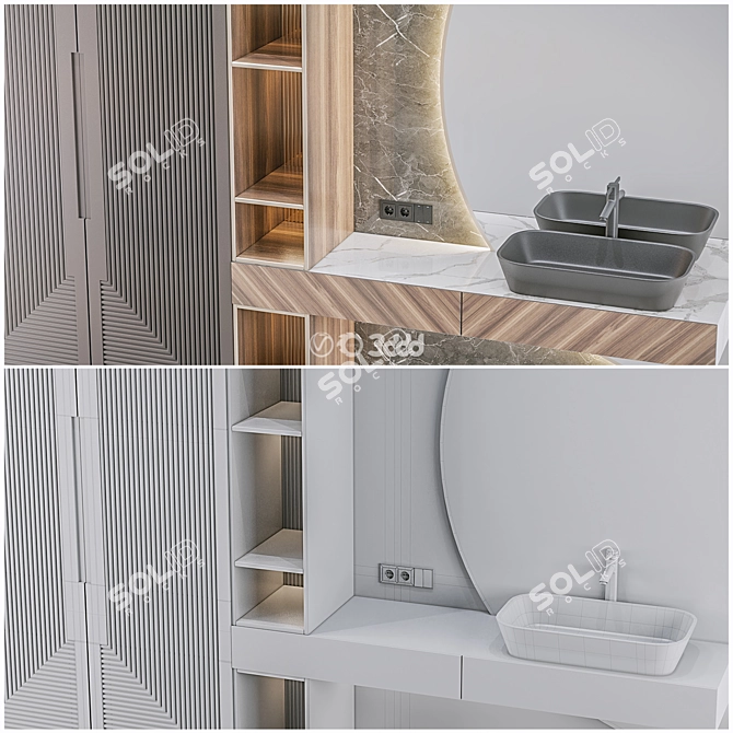 Bath Set 38: Versatile Bathroom Furniture 3D model image 4