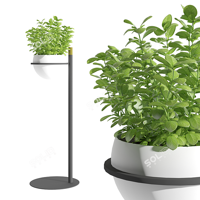 Modern Metal Plant Pot 3D 3D model image 1