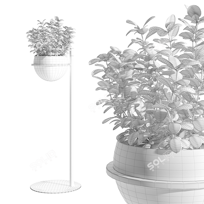 Modern Metal Plant Pot 3D 3D model image 2