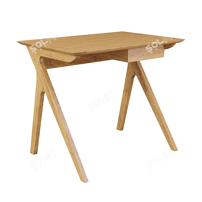 Compact Oak Desk for Stylish Workspace 3D model image 1