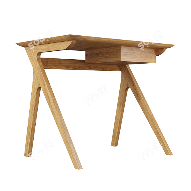 Compact Oak Desk for Stylish Workspace 3D model image 2