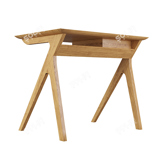 Compact Oak Desk for Stylish Workspace 3D model image 3