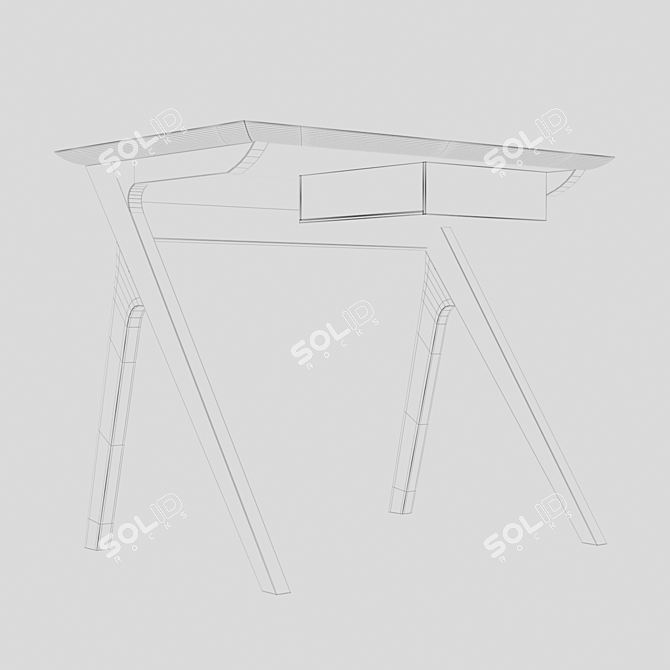 Compact Oak Desk for Stylish Workspace 3D model image 4