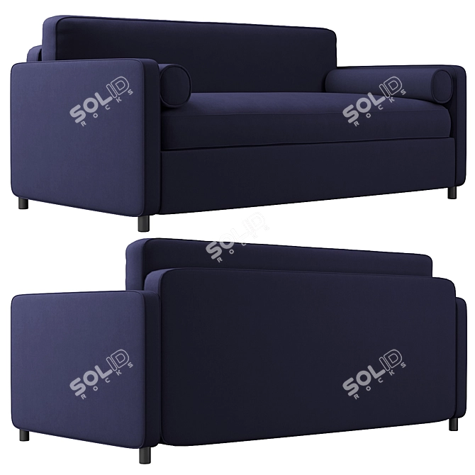 Lux Moonlight Blue Velvet Sofa 3D model image 1