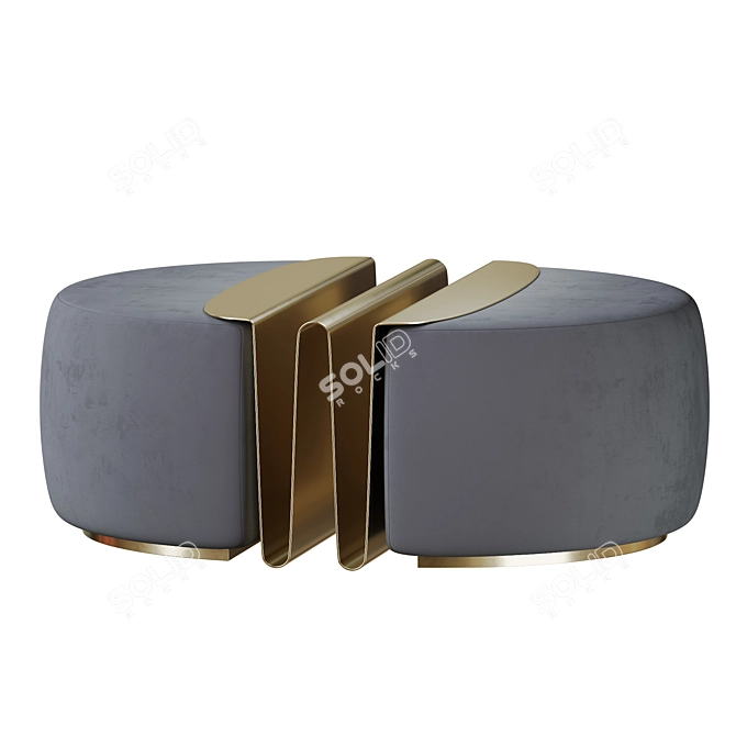 Title: Wave Gold Steel Pouf 3D model image 1