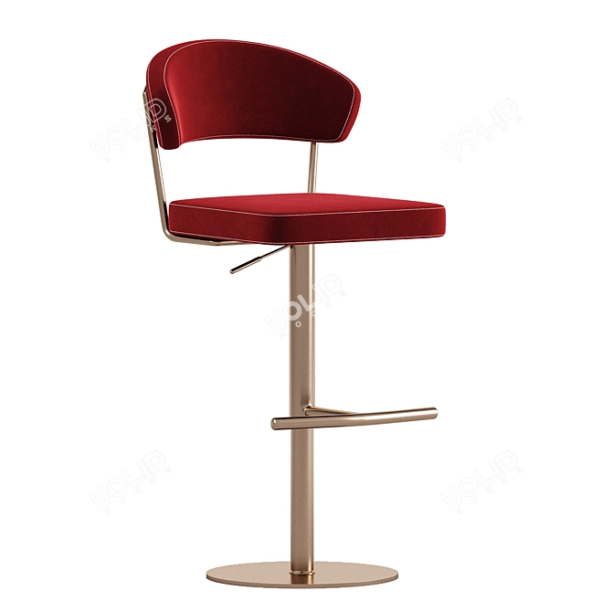 Luxury Red Velvet Bar Stool 3D model image 1