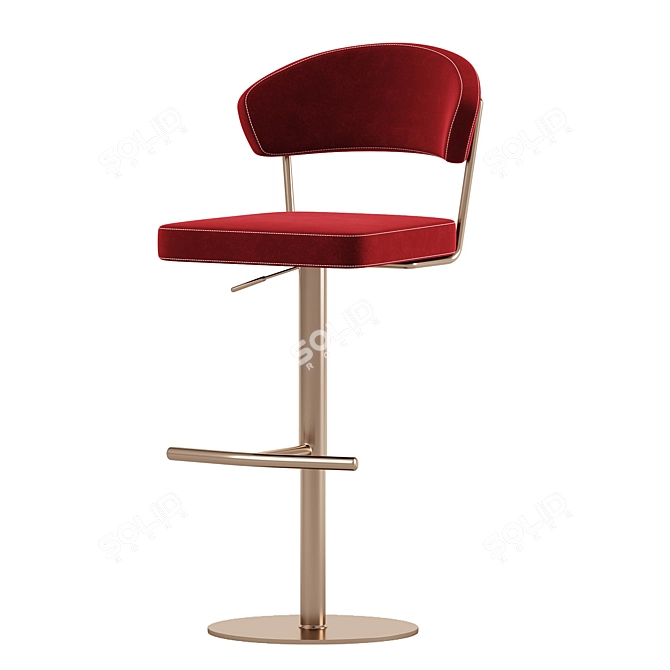 Luxury Red Velvet Bar Stool 3D model image 2