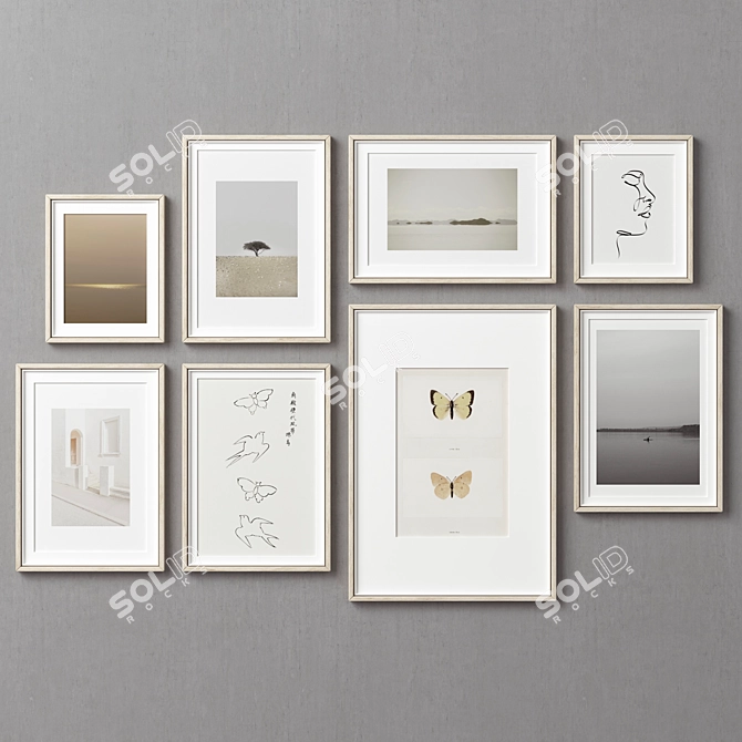 Variety Set Wooden Picture Frames 3D model image 2