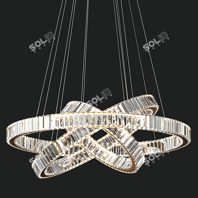 Crystal Plate LED Chandelier Set 3D model image 1