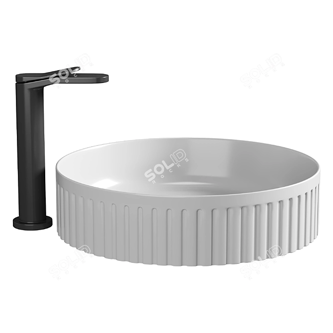  Fluted Ceramic Counter Basin 3D model image 2