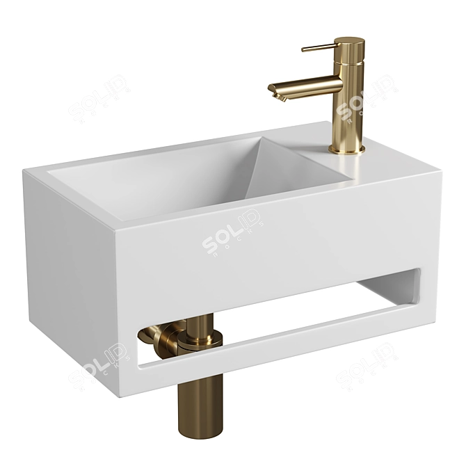 Modern Cube Design Sink 36cm 3D model image 1