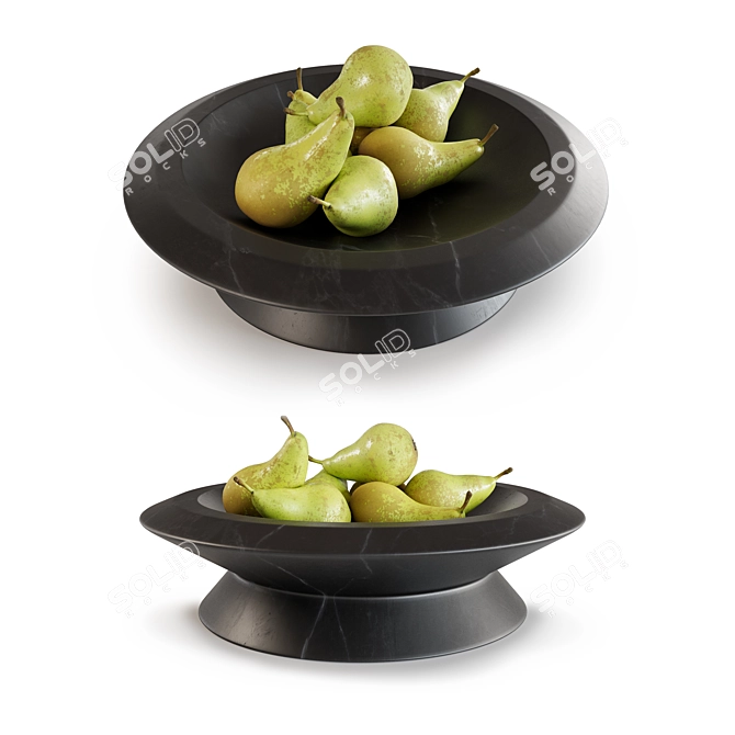 Elegant Black Marble Fruit Platter 3D model image 1