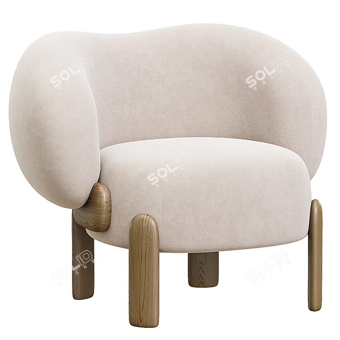 Sleek MOON Armchair Design 3D model image 1