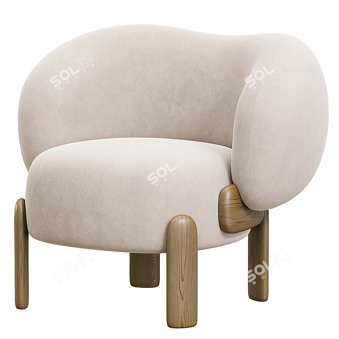 Sleek MOON Armchair Design 3D model image 2