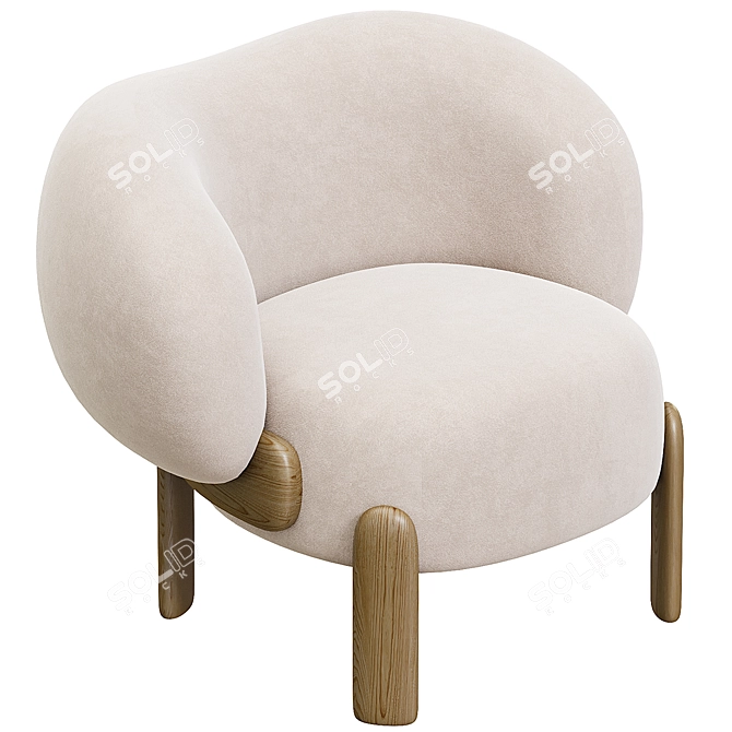 Sleek MOON Armchair Design 3D model image 3