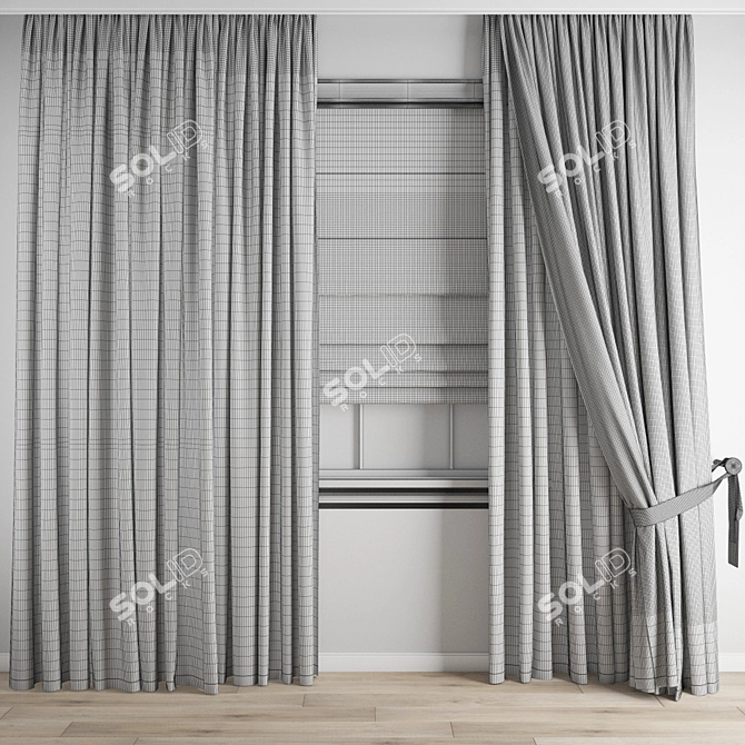 Polygonal High Quality Curtain Model 3D model image 3