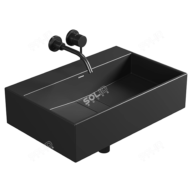 Sleek Matte Black Wall Basin 3D model image 1