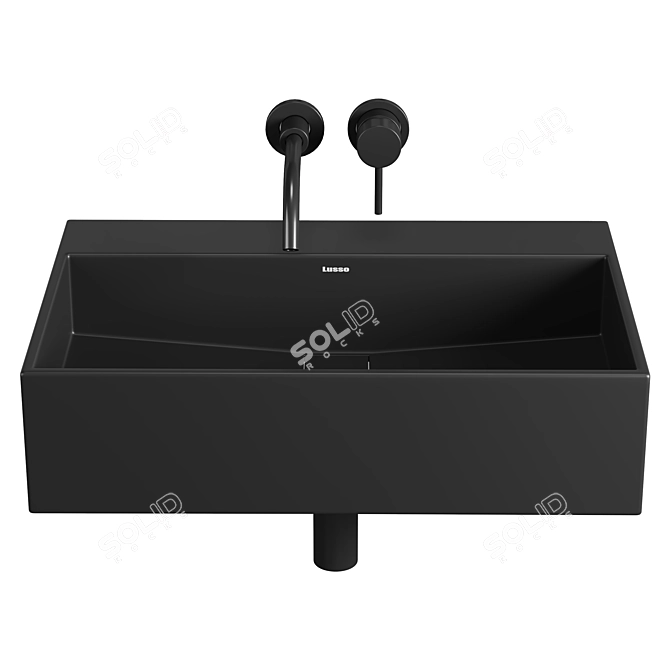 Sleek Matte Black Wall Basin 3D model image 2