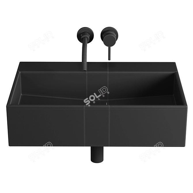 Sleek Matte Black Wall Basin 3D model image 3