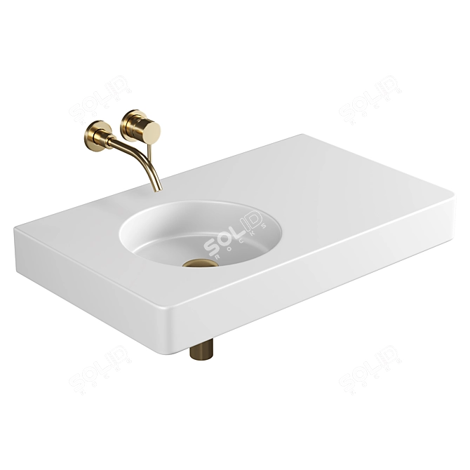 800mm Lanosa Stone Resin Basin 3D model image 2