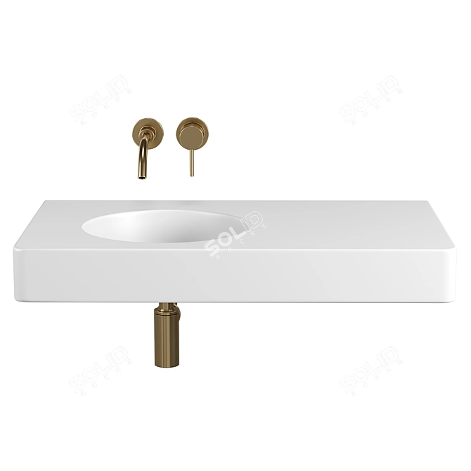 800mm Lanosa Stone Resin Basin 3D model image 3