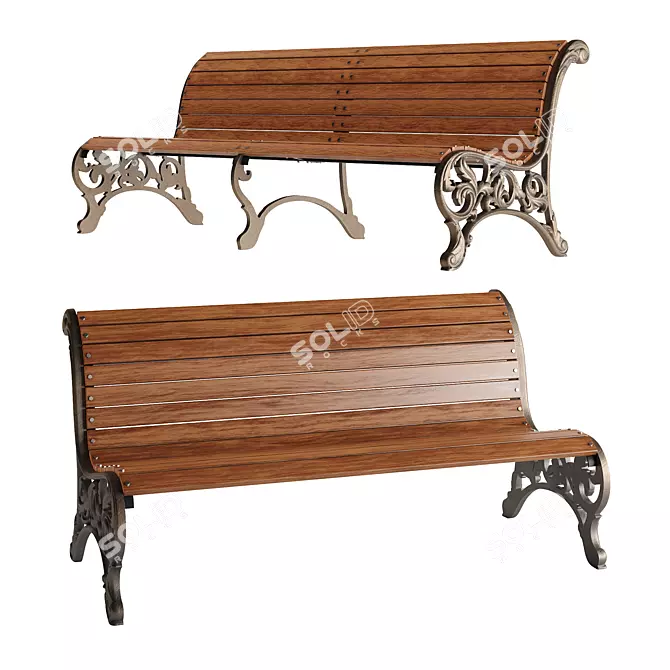 City Bench with Ornamental Details 3D model image 1