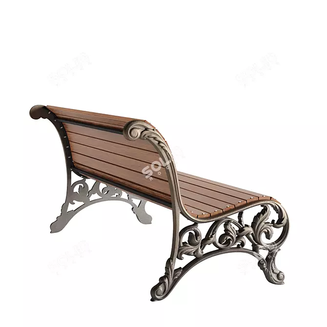 City Bench with Ornamental Details 3D model image 3